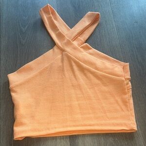 SHEIN Orange Asymmetrical Crop Tank Top